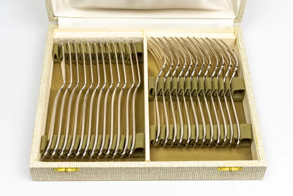 Service à poisson Christofle pour 12 — métal argenté, poinçons OC, coffret