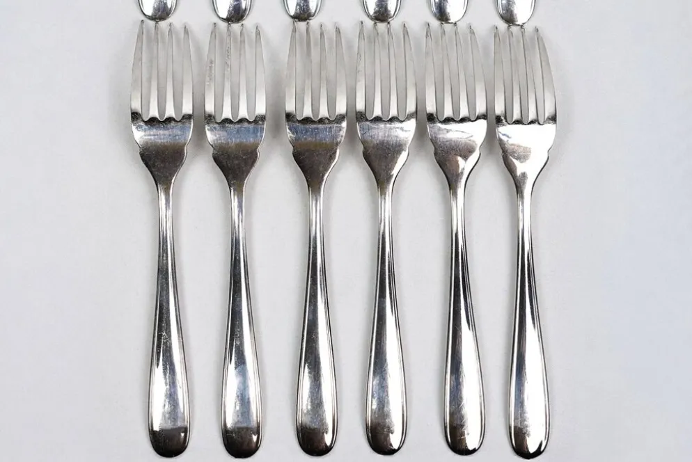 Service à poisson Christofle pour 12 — métal argenté, poinçons OC, coffret