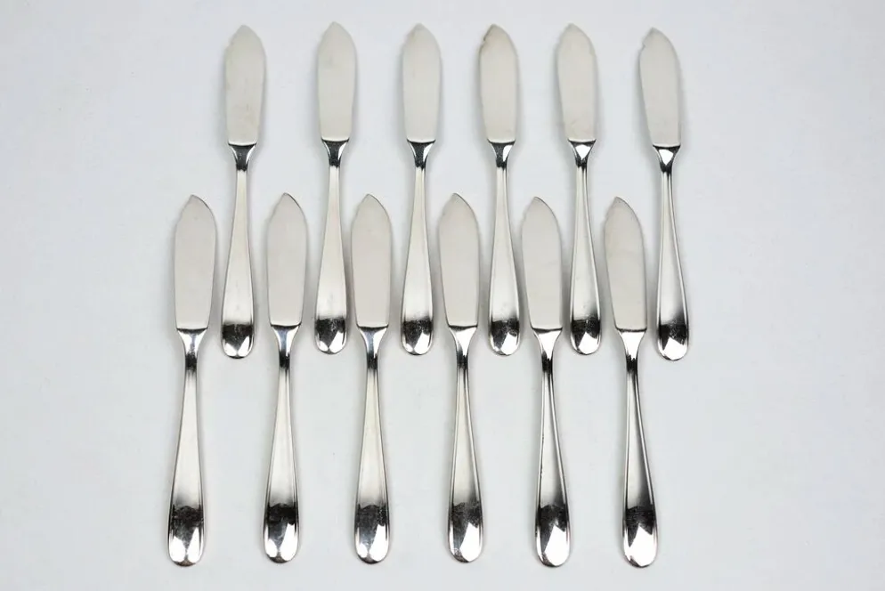 Service à poisson Christofle pour 12 — métal argenté, poinçons OC, coffret