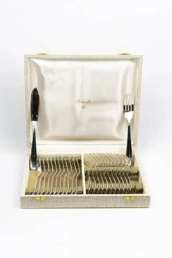 Service à poisson Christofle pour 12 — métal argenté, poinçons OC, coffret