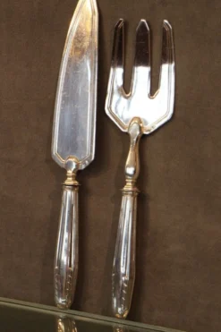 Service à poisson en métal argenté design 1930-1950