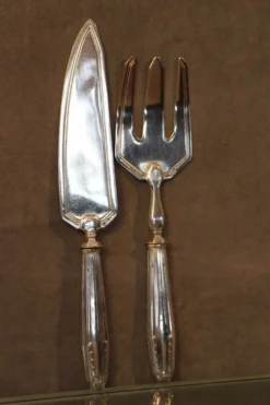 Service à poisson en métal argenté design 1930-1950