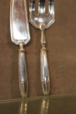 Service à poisson en métal argenté design 1930-1950