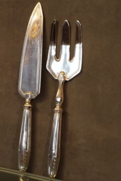Service à poisson en métal argenté design 1930-1950