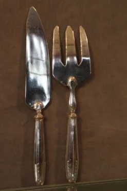 Service à poisson en métal argenté design 1930-1950