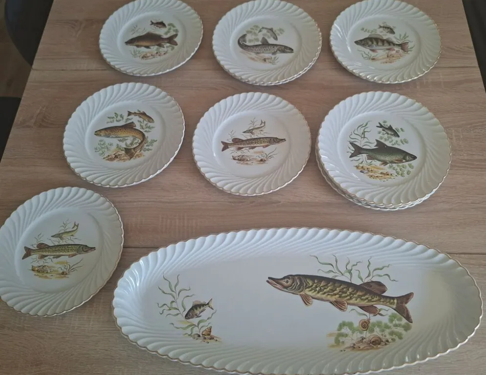 Service à poisson vintage- 12 pièces - KG Luneville Badonvillier