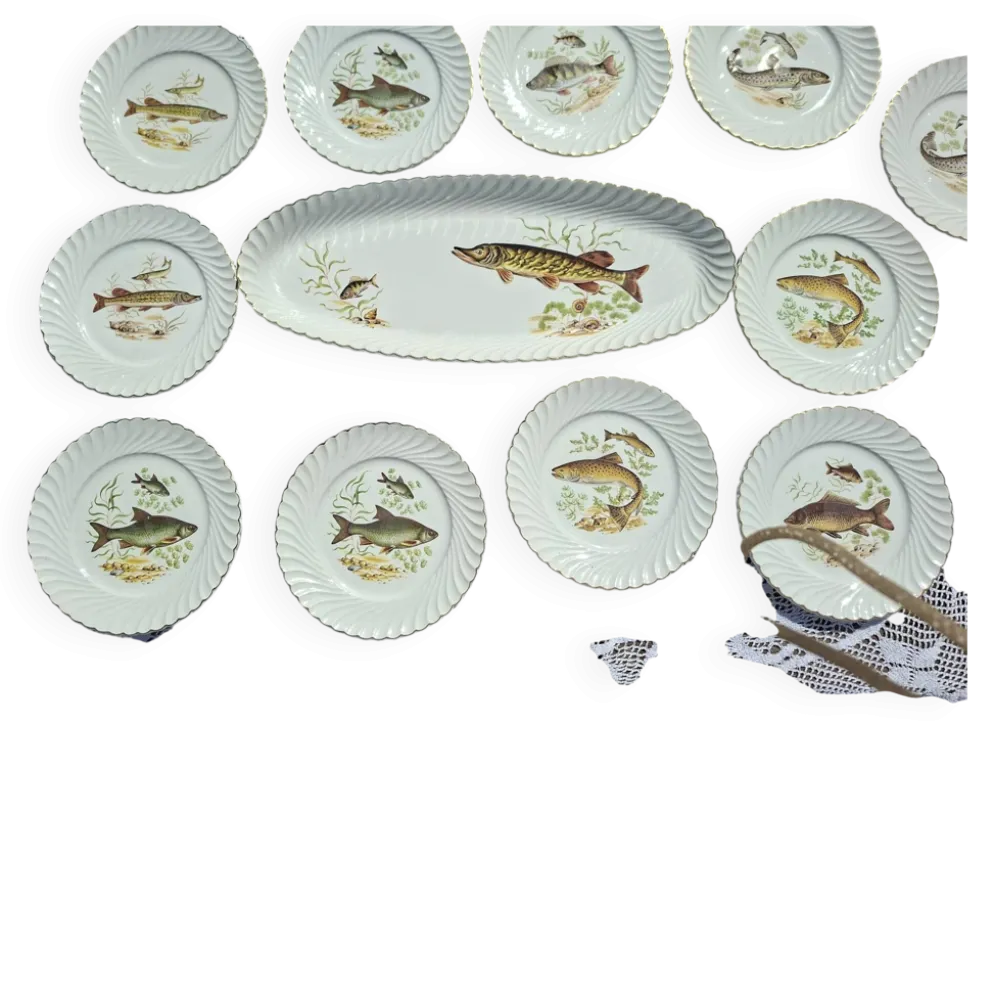 Service à poisson vintage- 12 pièces - KG Luneville Badonvillier