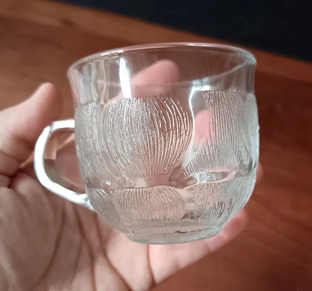 Service à punch, saladier, 8 bols en verre vintage, Primavera Italie