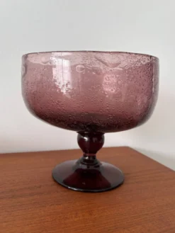 Service à punch vintage – Verre bullé artisanal, coupe ou louche