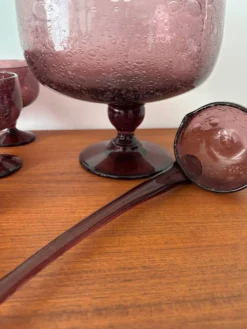Service à punch vintage – Verre bullé artisanal, coupe ou louche