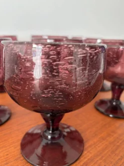 Service à punch vintage – Verre bullé artisanal, coupe ou louche