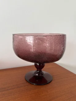 Service à punch vintage – Verre bullé artisanal, coupe ou louche