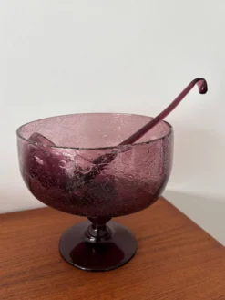 Service à punch vintage – Verre bullé artisanal, coupe ou louche