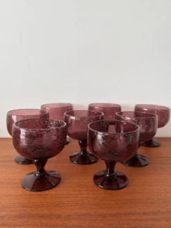 Service à punch vintage – Verre bullé artisanal, coupe ou louche