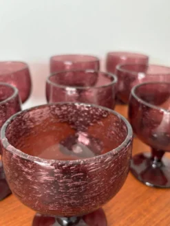 Service à punch vintage – Verre bullé artisanal, coupe ou louche