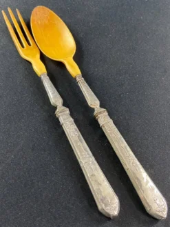 Service à salade manches en argent XIXe Restauration
