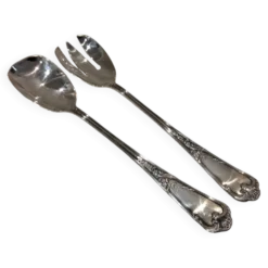 Service à salade 2 pièces en métal argenté orfèvre Ercuis Louis XV