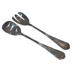 Service à salade 2p métal argenté orfèvre Ercuis LXV 29 25.7cm