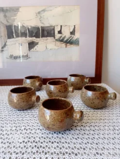Service à soupe vintage en grès pyrité