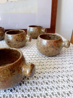 Service à soupe vintage en grès pyrité