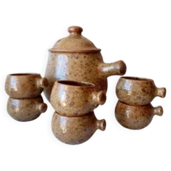 Service à soupe vintage en grès pyrité