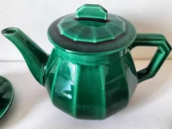 Service à thé Art déco vert émeraude – Théière et 6 tasses