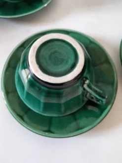 Service à thé Art déco vert émeraude – Théière et 6 tasses