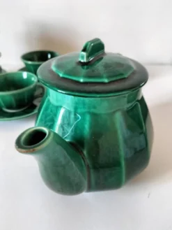 Service à thé Art déco vert émeraude – Théière et 6 tasses