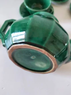 Service à thé Art déco vert émeraude – Théière et 6 tasses