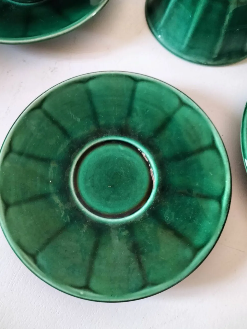 Service à thé Art déco vert émeraude – Théière et 6 tasses
