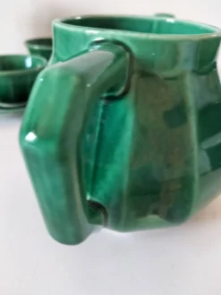 Service à thé Art déco vert émeraude – Théière et 6 tasses