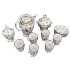 Service à thé / café en porcelaine de Limoges – Maison Giraud, décor or – X