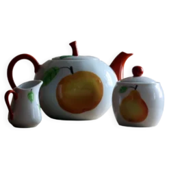 Service à thé/café 3 pièces en porcelaine Apilco - Décor fruits