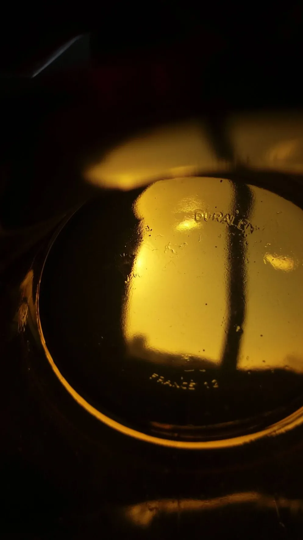 Service à thé Duralex, 6 grandes tasses et soucoupes en verre ambré