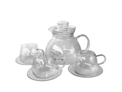 Service à thé en verre transparent