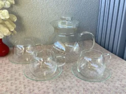 Service à thé en verre transparent