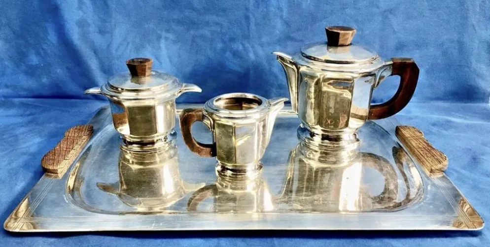 Service à thé Ercuis métal argenté Art Déco