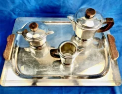 Service à thé Ercuis métal argenté Art Déco