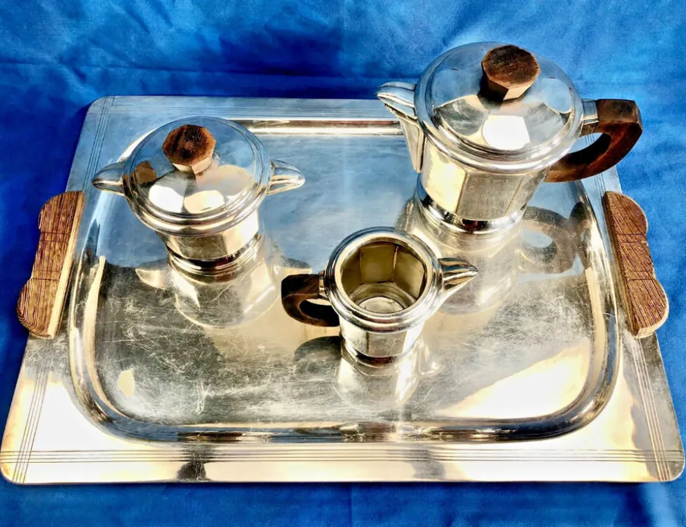 Service à thé Ercuis métal argenté Art Déco