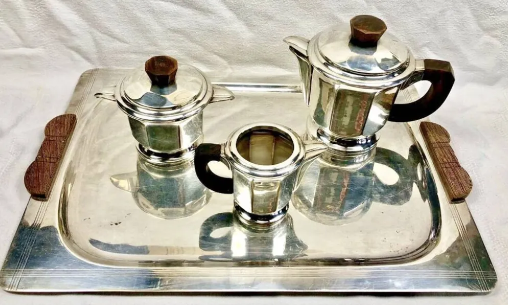 Service à thé Ercuis métal argenté Art Déco