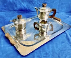 Service à thé Ercuis métal argenté Art Déco