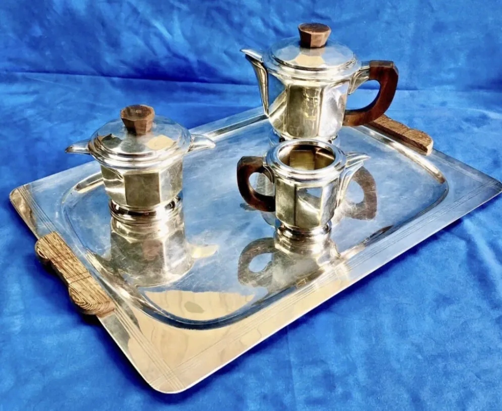 Service à thé Ercuis métal argenté Art Déco