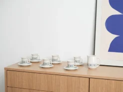 Service à thé et tasse, design italien, années 1970, fabriqué en Italie