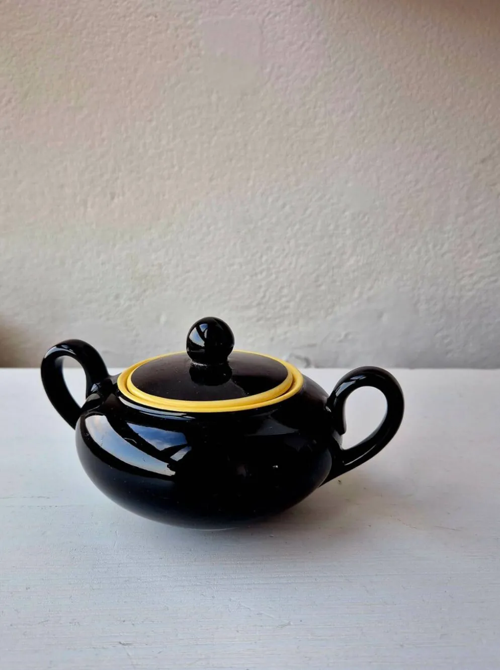 Service à Thé Mid-Century Villeroy & Boch "Biarritz" Noir & Jaune 9 pièces