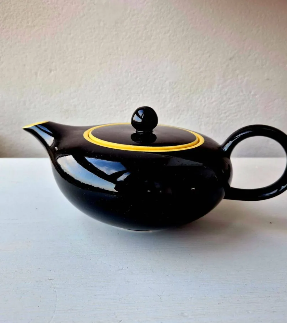 Service à Thé Mid-Century Villeroy & Boch "Biarritz" Noir & Jaune 9 pièces