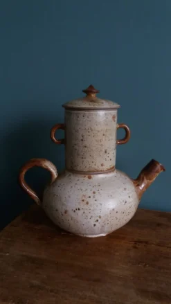 Service à thé ou café en grès de Puisaye signé Jean-Pierre Prud’homme