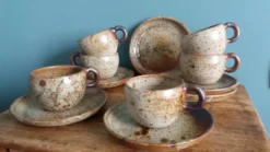 Service à thé ou café en grès de Puisaye signé Jean-Pierre Prud’homme