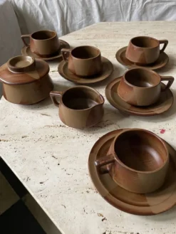 Service à thé ou à café en grès japonisant