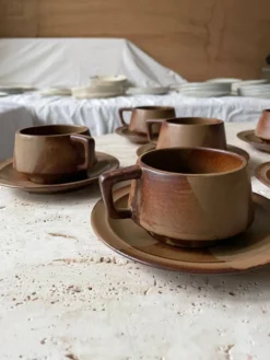 Service à thé ou à café en grès japonisant