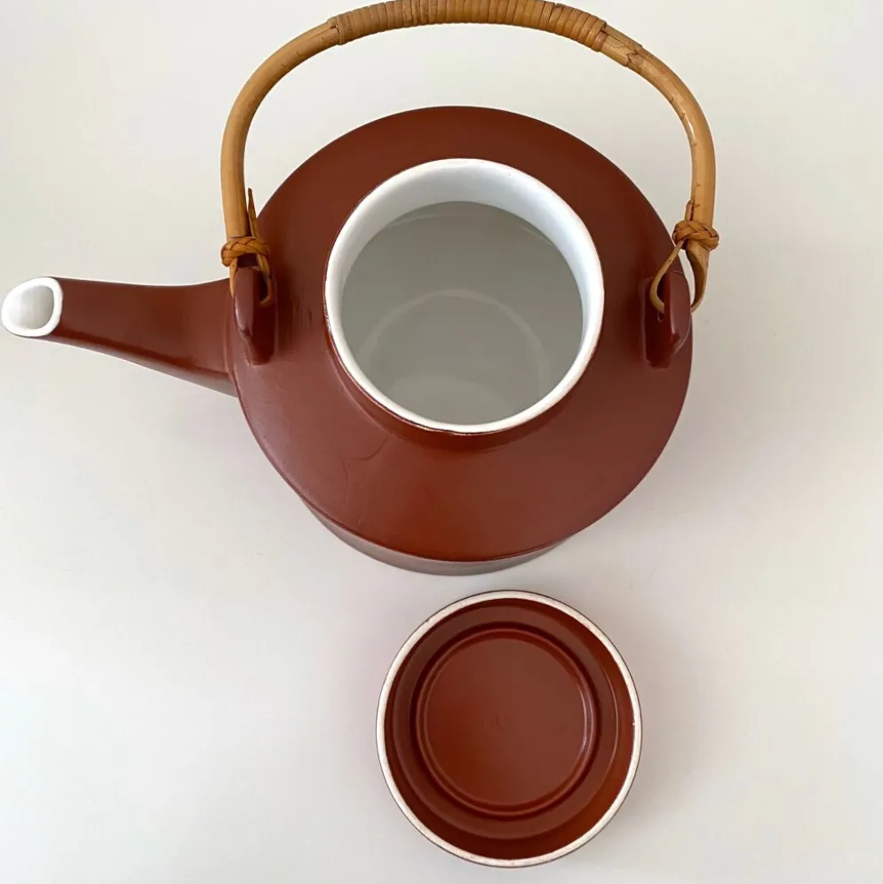 Service à thé terracotta pour 6 personnes, porcelaine vintage, années 60